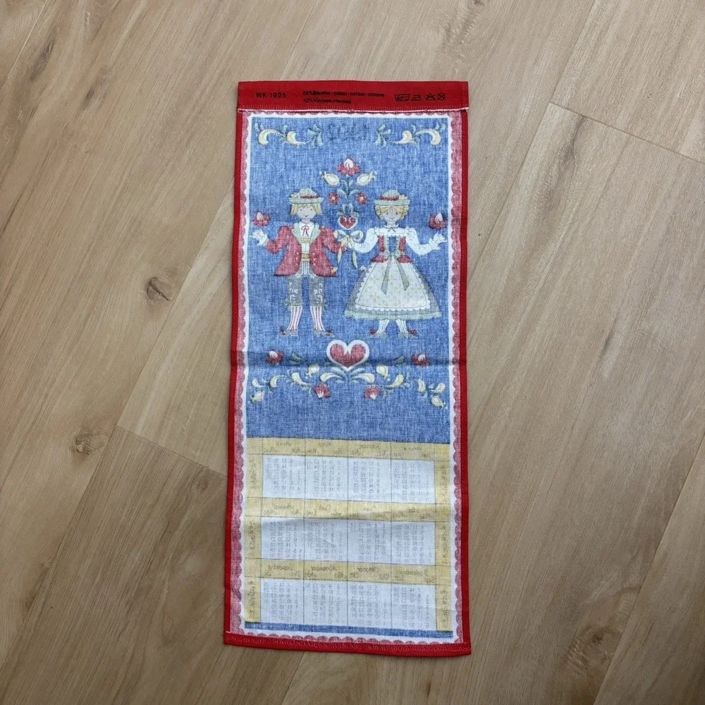 1992 Cloth Hanging‎ Calendar German Decorative Tea Towel